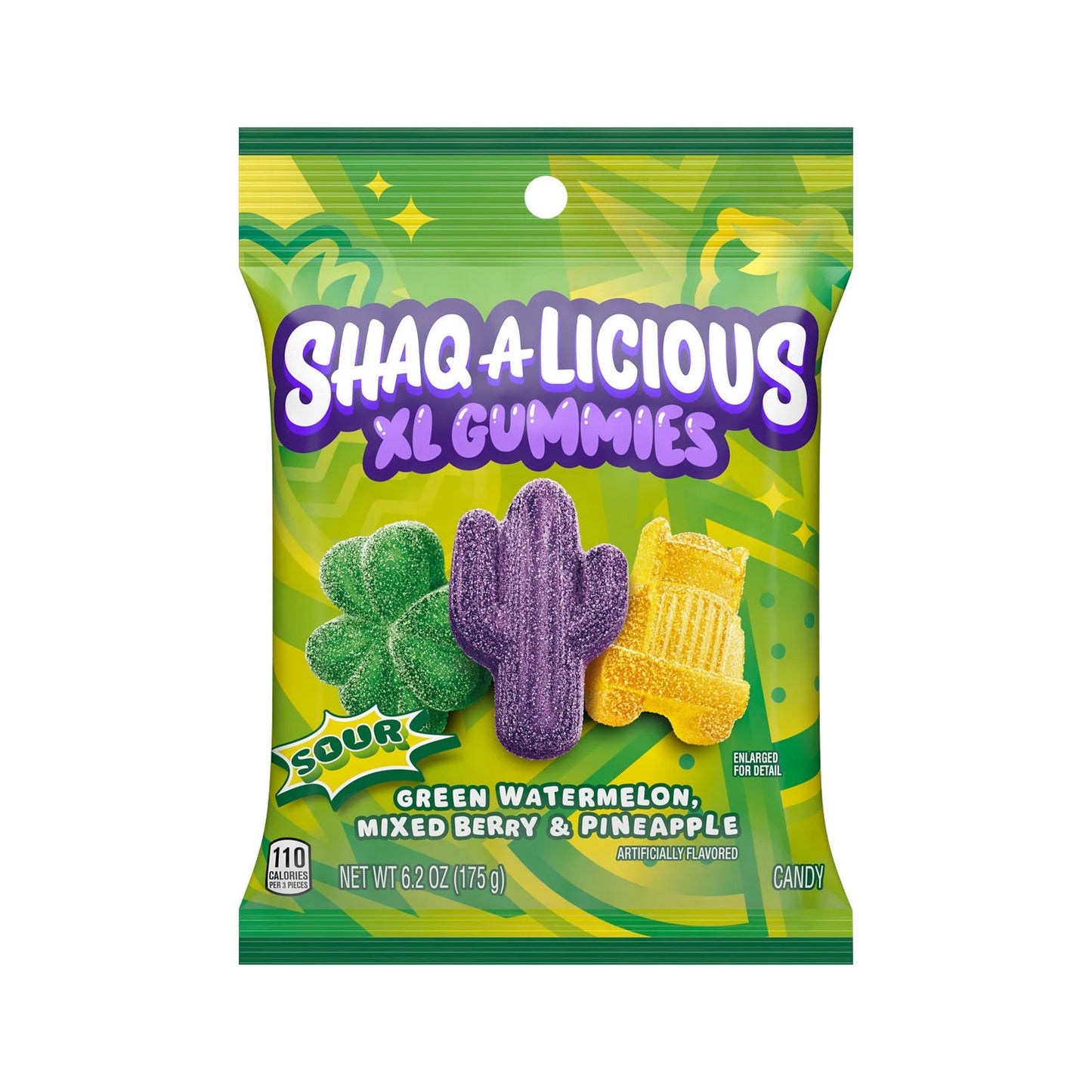 Shaq-A-Licious XL Gummies Sours Green Watermelon, Mixed Berry & Pineapple 175g