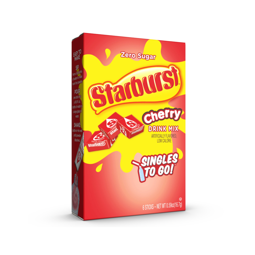 Starburst Singles To Go Zero Sugar Drink Mix, Cherry, 6 CT Per Box