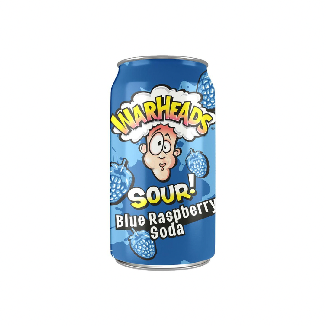 Warheads Sour Blue Raspberry Soda Cans 355ml
