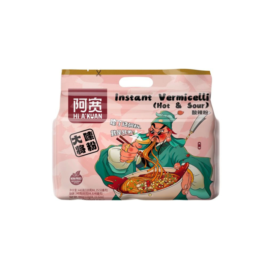 Hi A'Kuan Instant Vermicelli - Hot & Sour Flavour (4 Servings) 440g