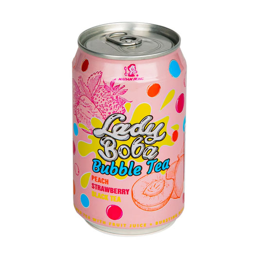 Lady Boba Bubble Tea Peach Strawberry & Black Tea 320 ml