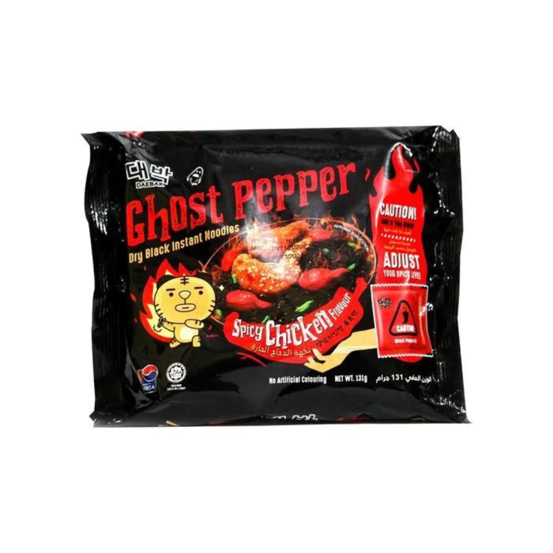 Daebak Ghost Pepper Dry Black Instant Noodles - With Spicy Chicken Flavour, 130 g