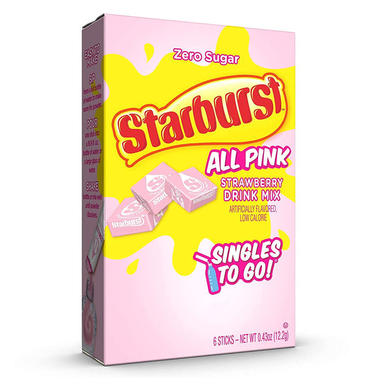 Starburst Singles To Go Zero Sugar Drink Mix, Strawberry, 6 CT Per Box