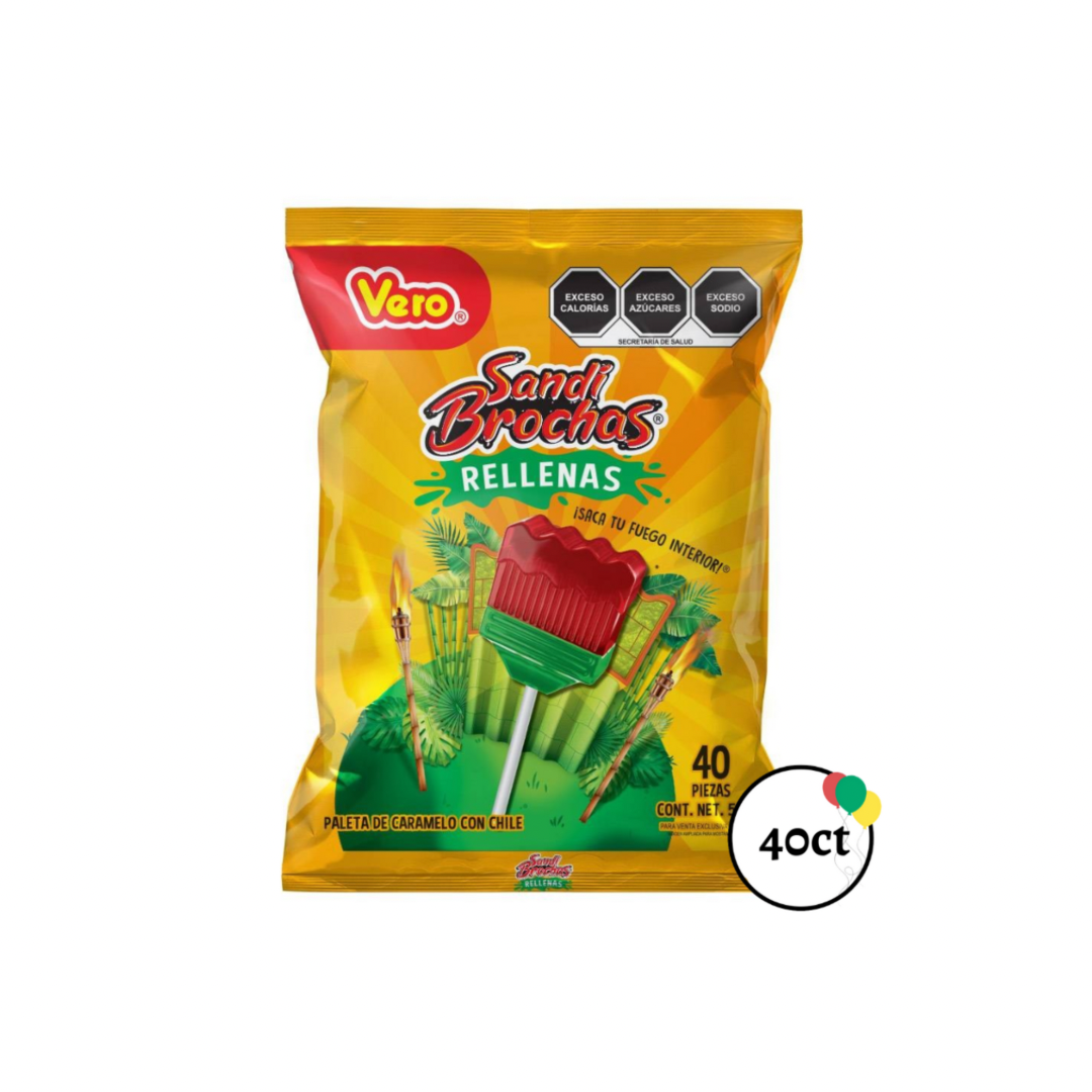 Vero Sandi Brochas Rellenas Mexican Lollipop - 40pieces