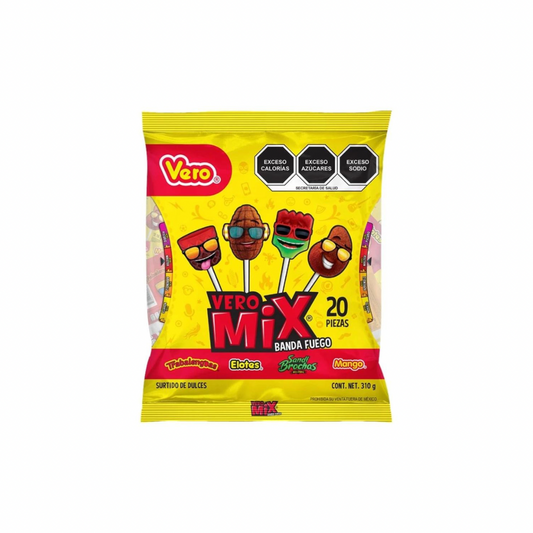 Vero Mix Banda Fuego Assorted Chili Lollipops 20 Piece